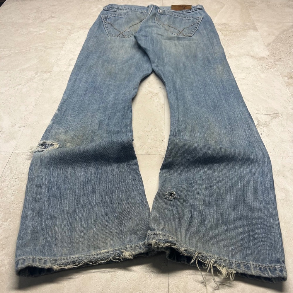 Wrangler 20X Jeans Light Wash Blue Mens 28x32 Distressed Bootcut Denim 42MWXLB